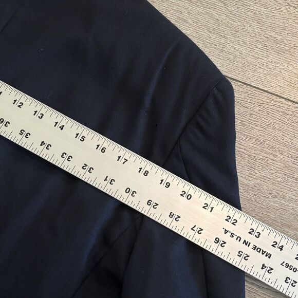 Oscar de la Renta 43L Blazer Wool Dark Navy Blue Gold Button Vintage Sport Coat - Picture 10 of 13